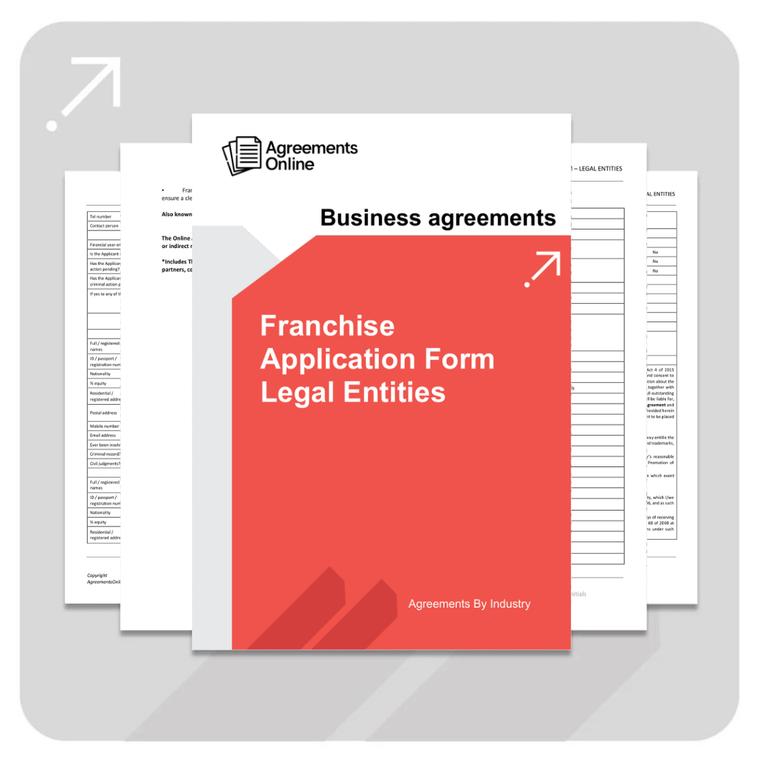 Franchise Application Form Template - Legal Entities - South Africa