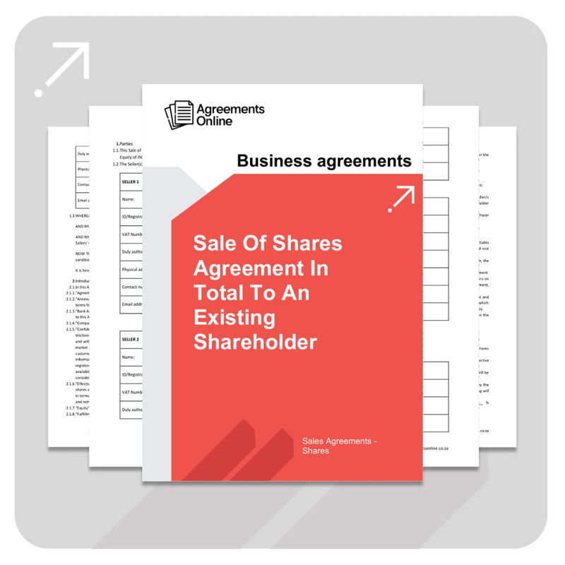 Sale of Shares Agreement Template - in total, to an Existing Shareholder - South Africa
