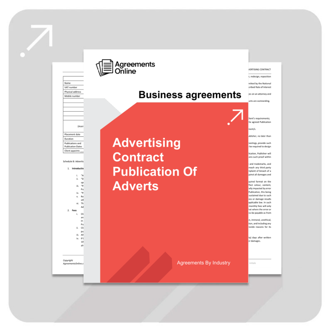 Advertising Contract Template - Publication of Adverts Template - South Africa