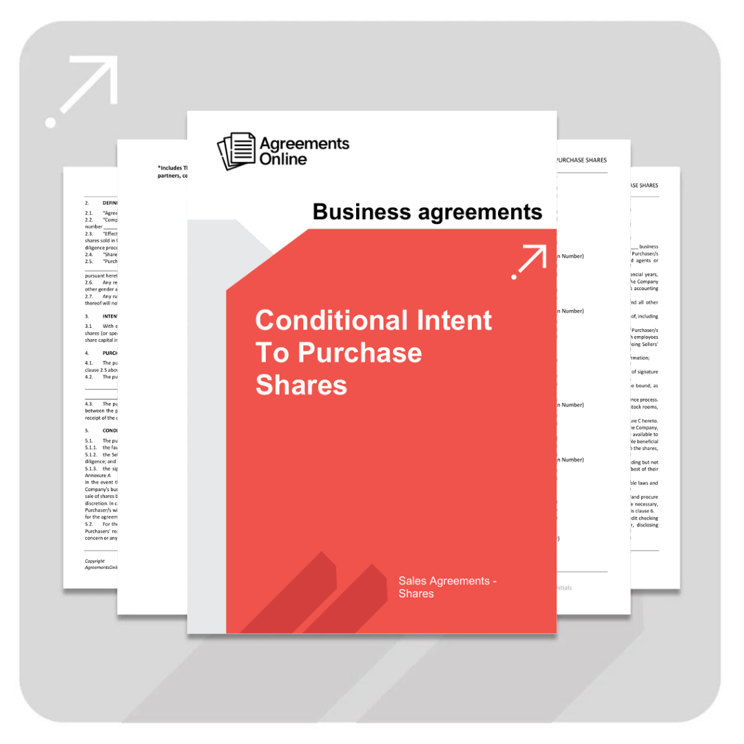Sale of Shares Agreement Template - Conditional Intent to Purchase - South Africa