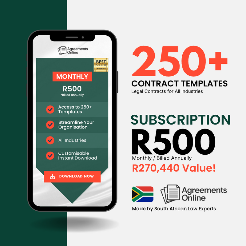 1 Year Subscription: Get Full Access to 250+ Legal Templates @ R500pm - Valued at R270,440