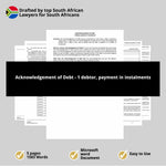 Acknowledgement of Debt 1 debtor payment in instalments 1