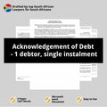 Acknowledgement of Debt - One Debtor, Single Installment payment - South Africa