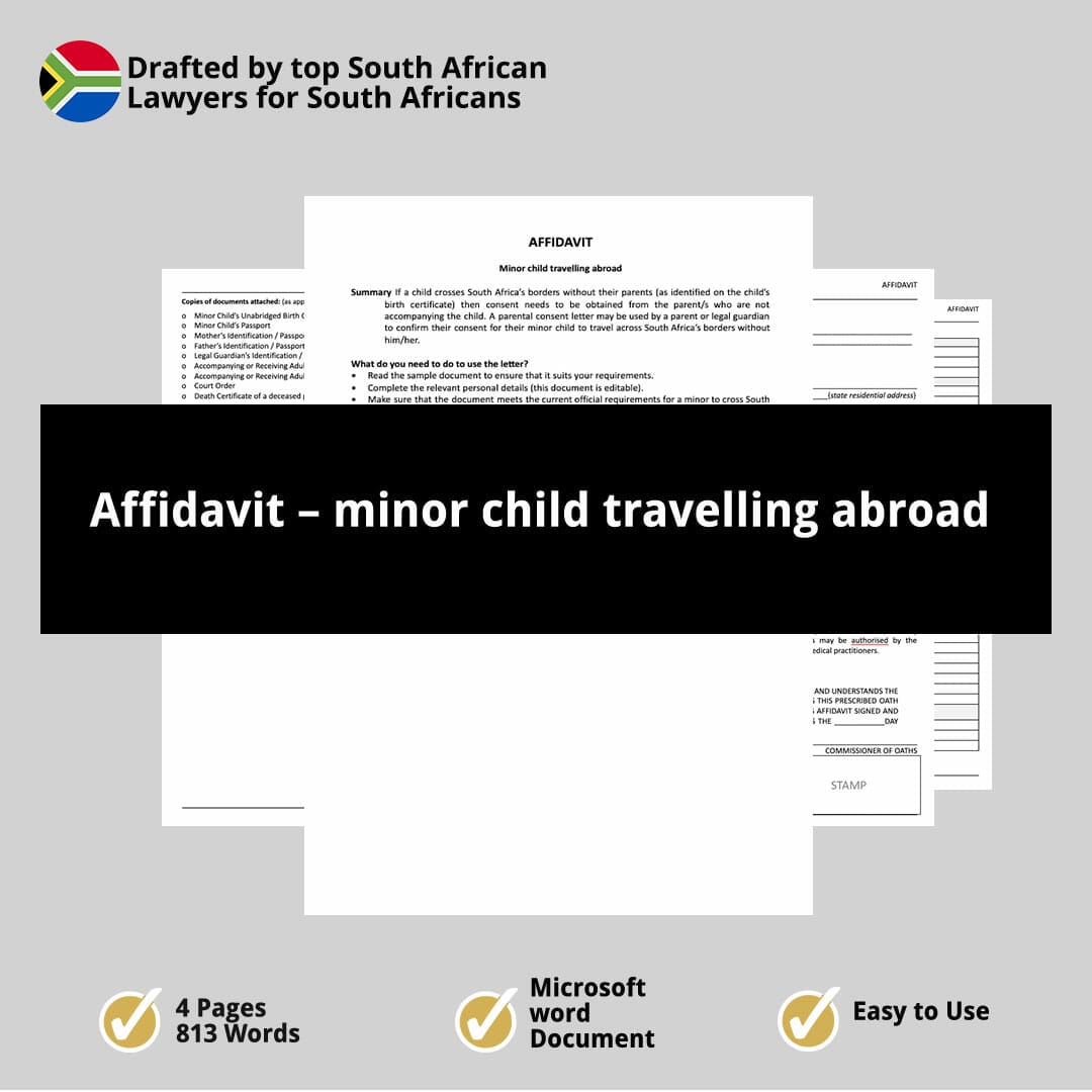 Affidavit – minor child travelling abroad 1