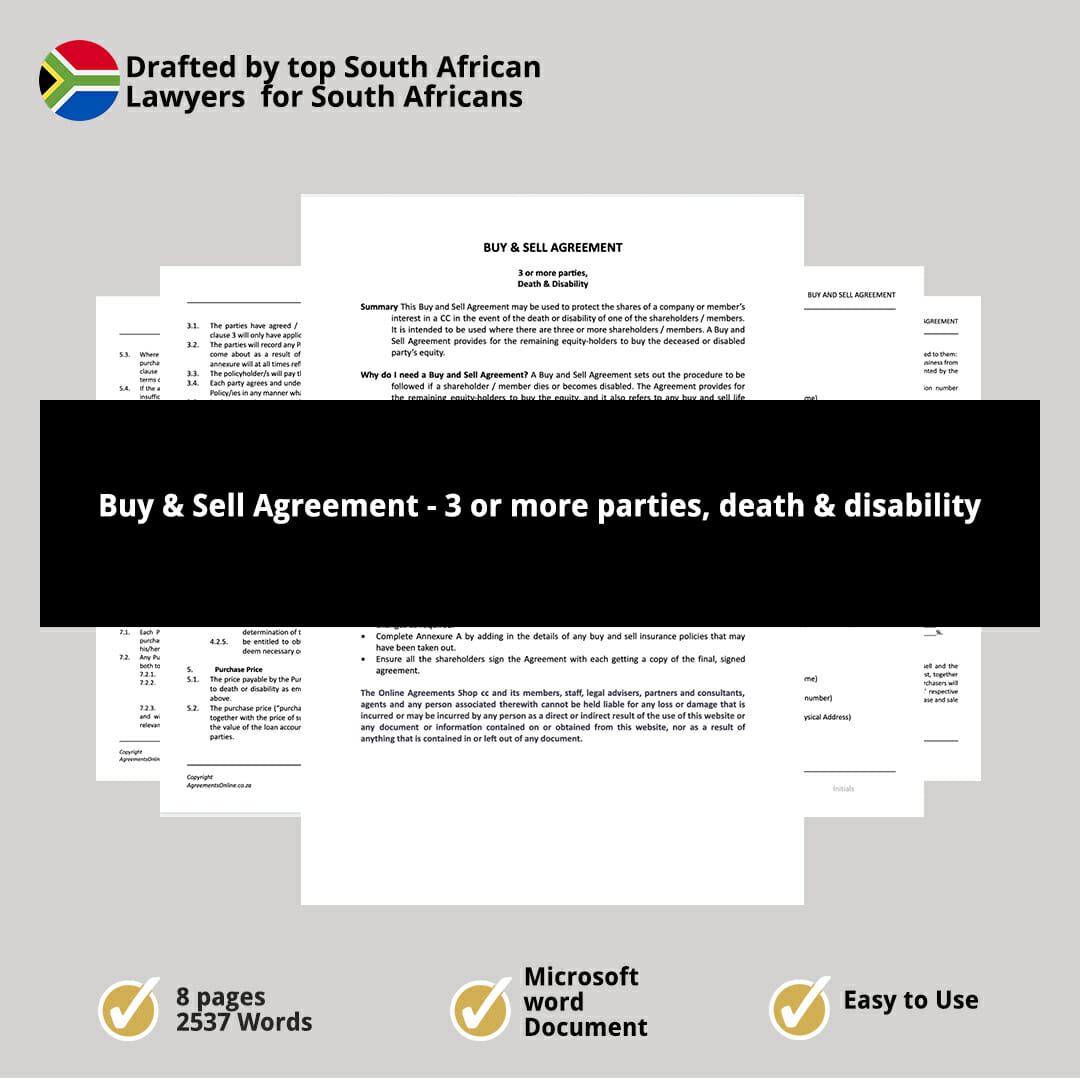 Buy Sell Agreement 3 or more parties death disability 1
