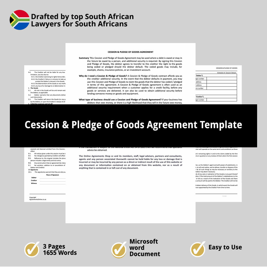 Cession Pledge of Goods Agreement Template 1
