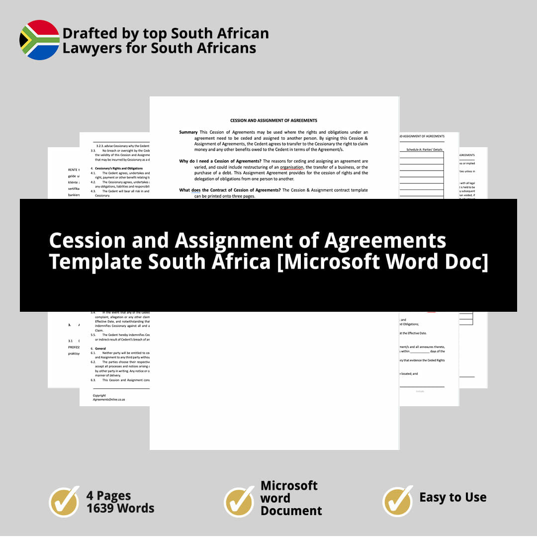 Cession and Assignment of Agreements Template South Africa Microsoft Word Doc 1
