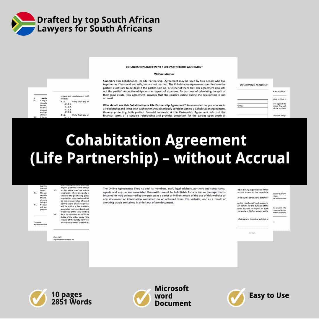 Cohabitation Agreement Life Partnership – without Accrual 1