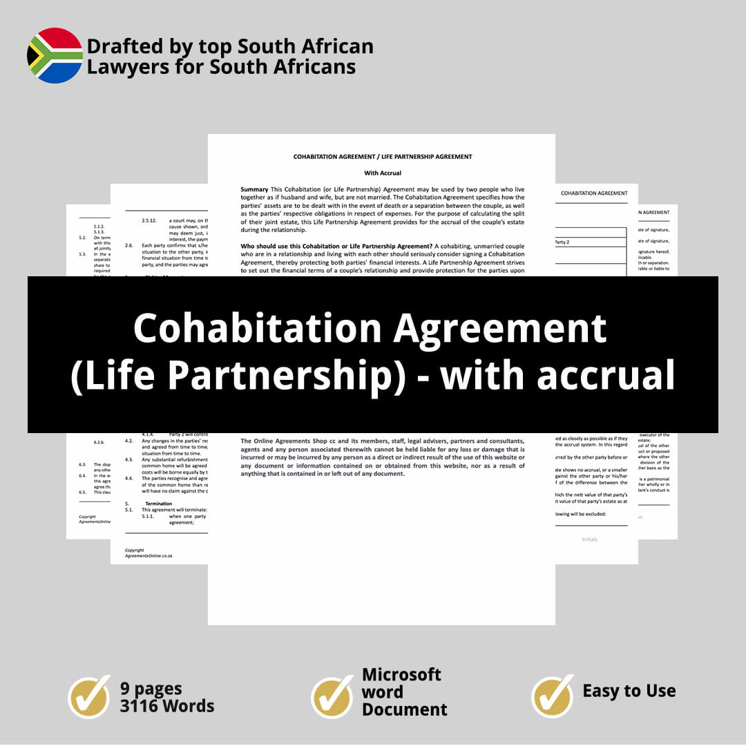 Cohabitation Agreement Life Partnership with accrual 1