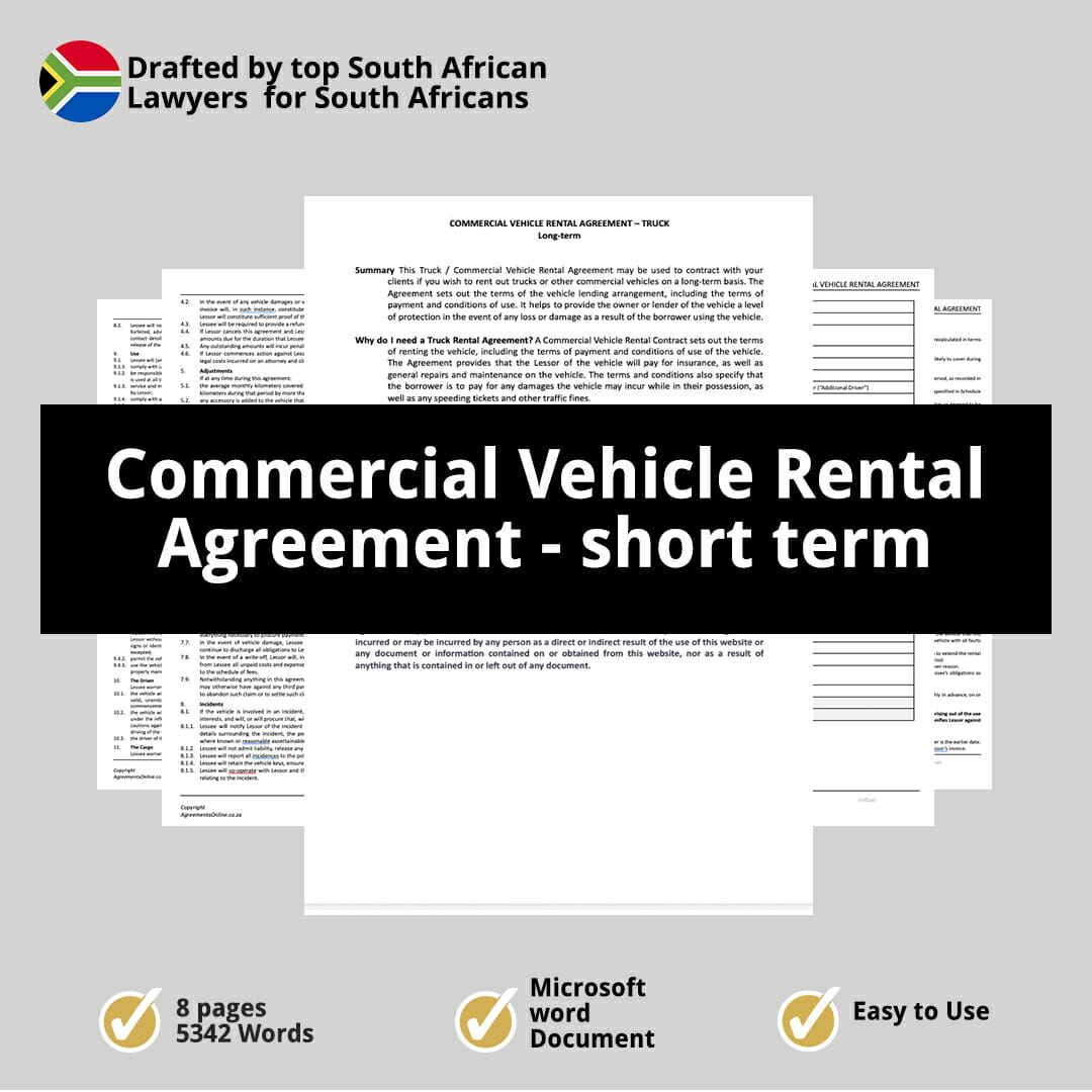 Commercial Vehicle Rental Agreement short term 1