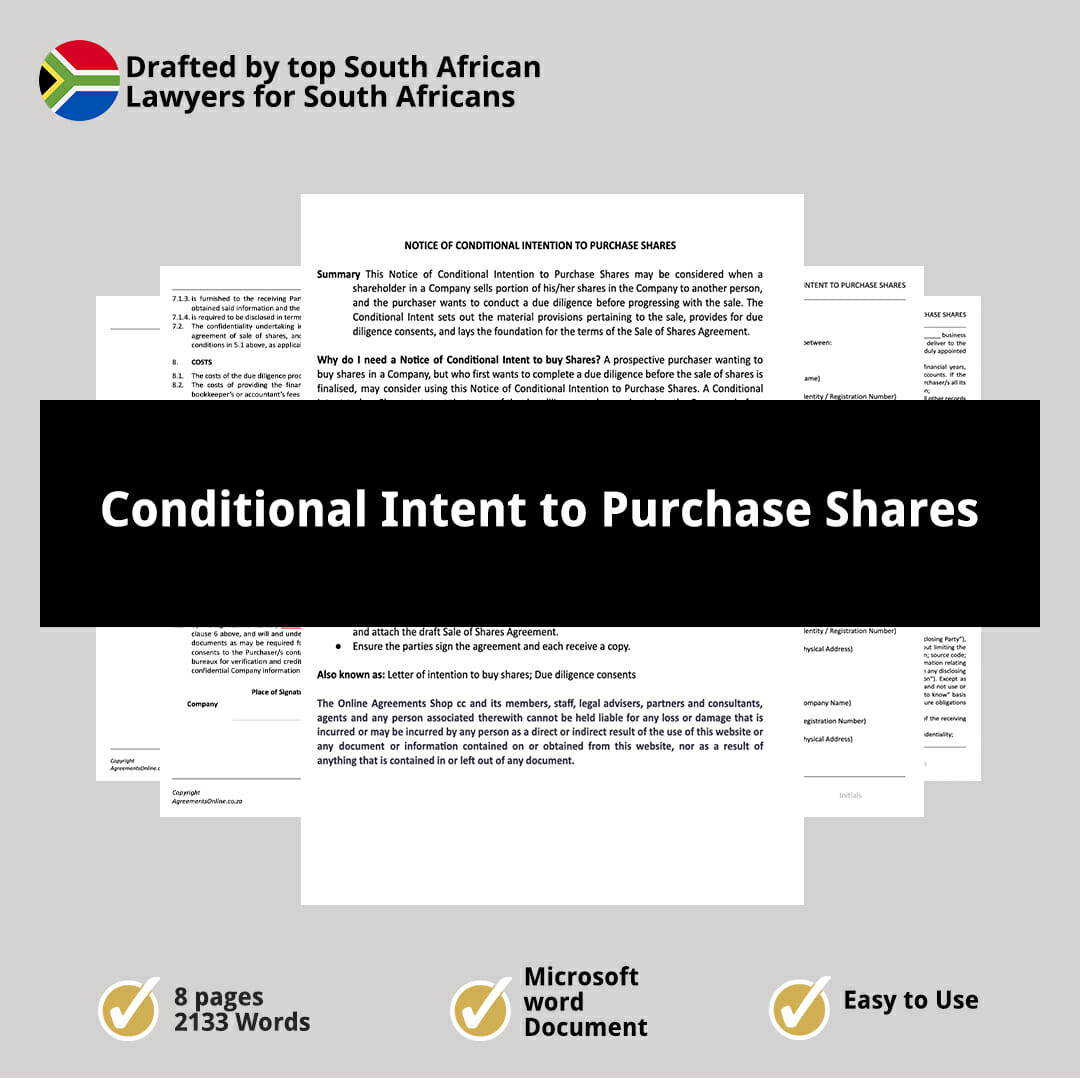 Conditional Intent to Purchase Shares 1