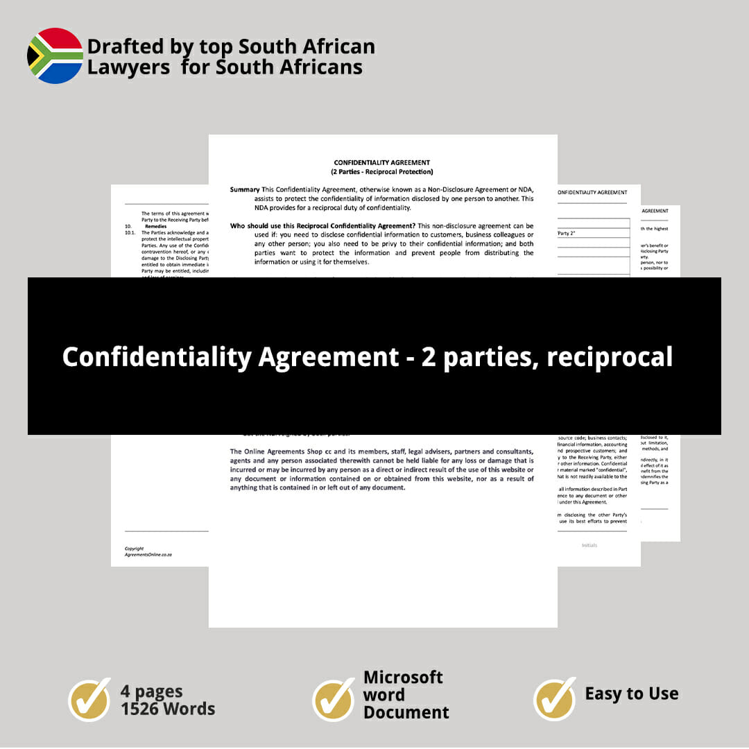 Confidentiality Agreement 2 parties reciprocal 1