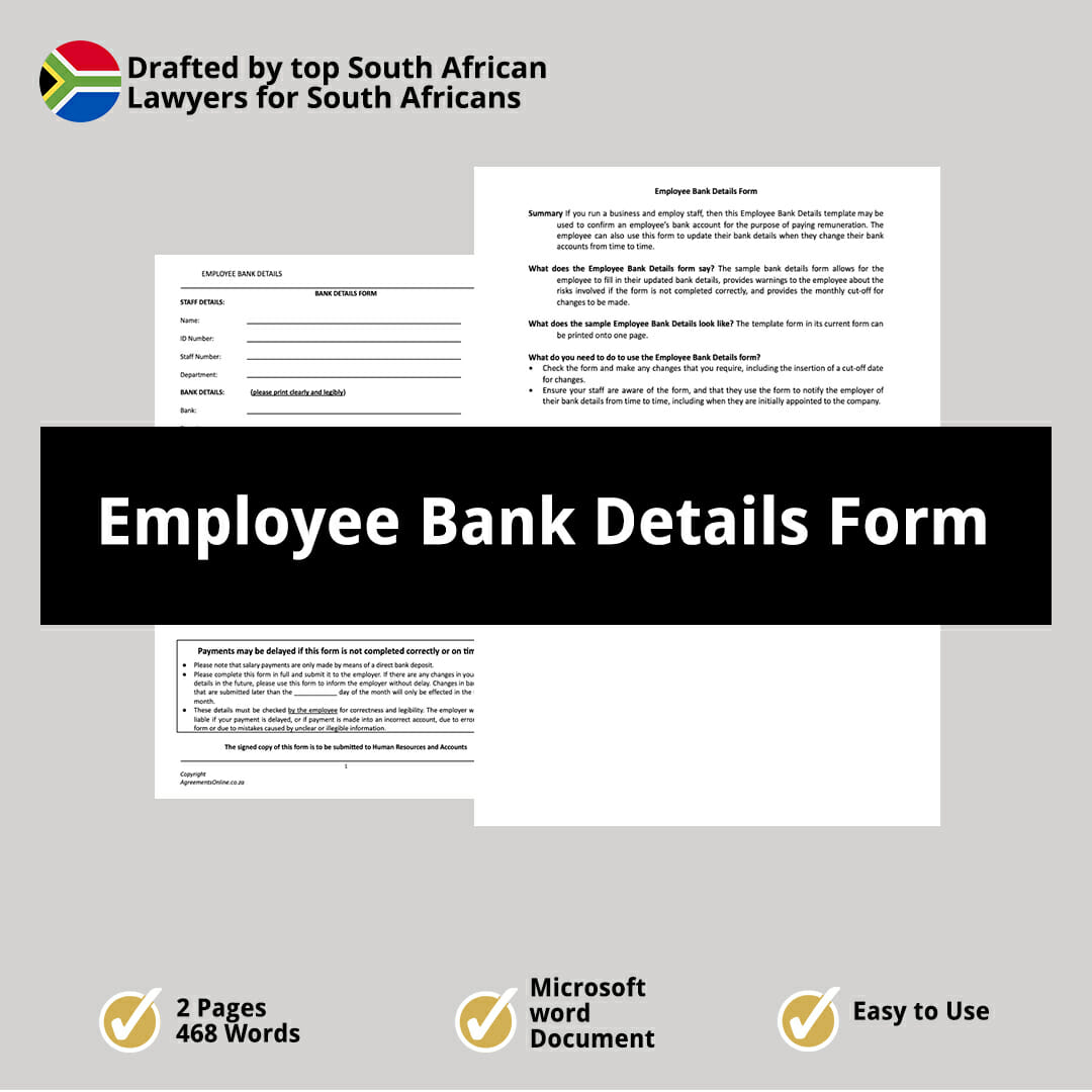 Employee Bank Details Form 1