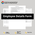 Employee Details Form Template - South Africa