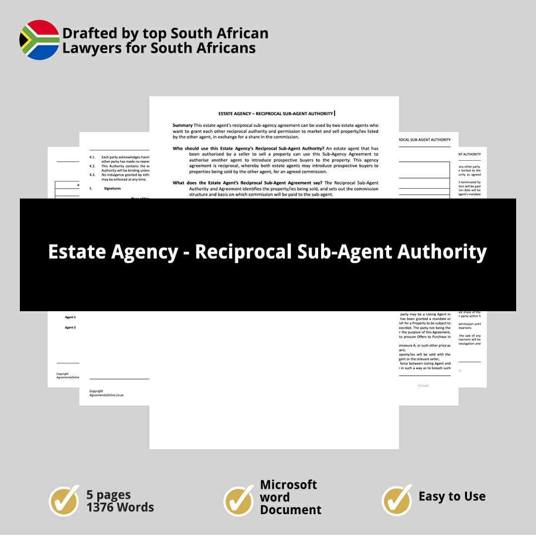 Estate Agency Reciprocal Sub Agent Authority 1