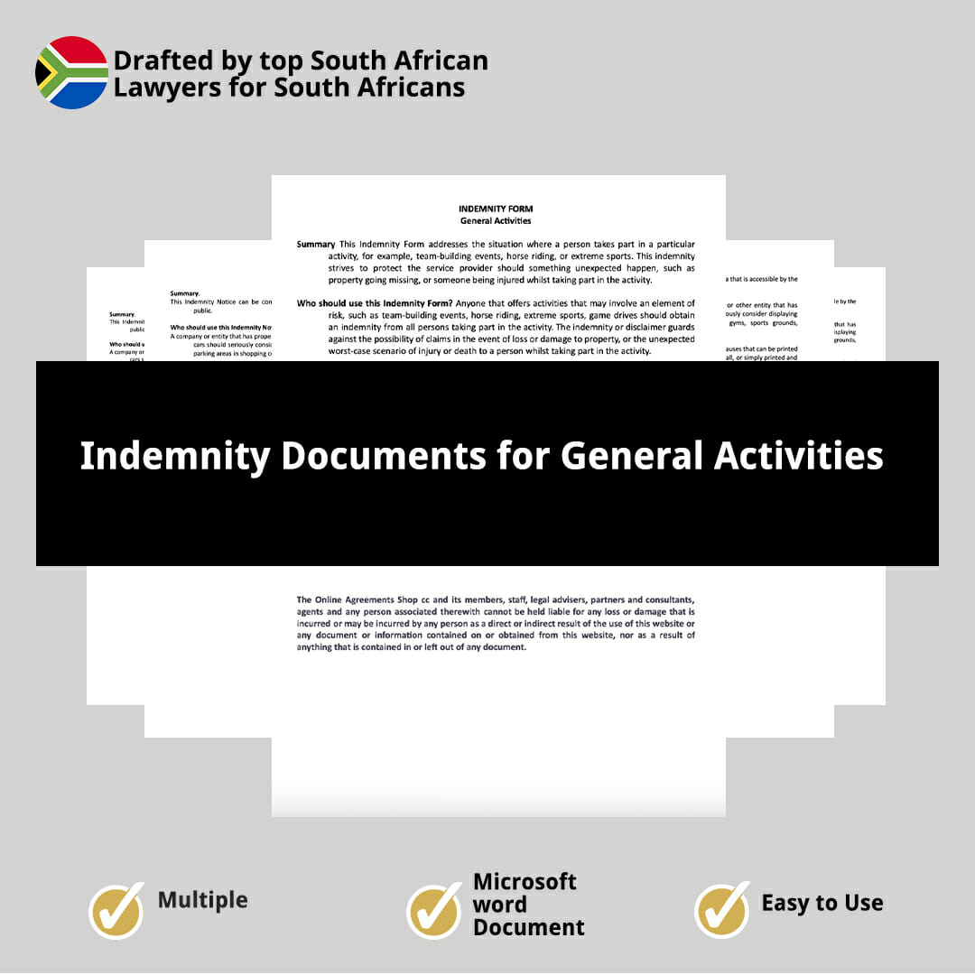 Indemnity Documents for General Activities 1
