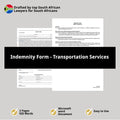 Indemnity Form Template - Transportation Services - South Africa