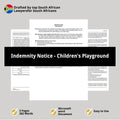 Indemnity Notice Template - Children's Playground - South Africa