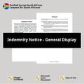 Indemnity Notice Template - General Display - South Africa