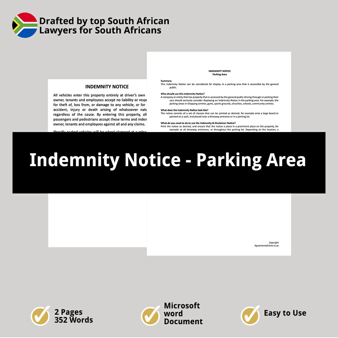 Indemnity Notice Parking Area 1