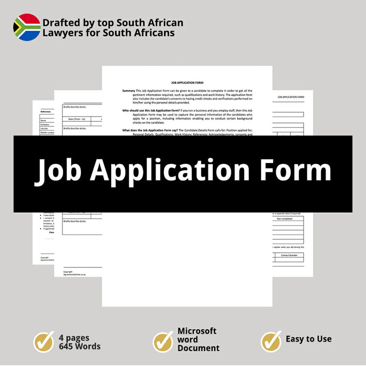 Job Application Form Template - South Africa – Agreements Online