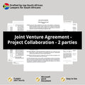 Joint Venture Agreement Template - 2 Parties, Project Collaboration - South Africa