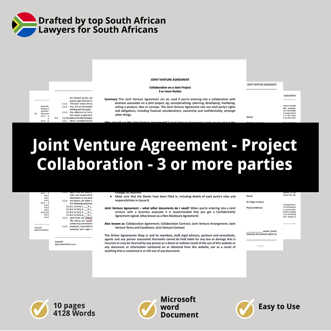 Joint Venture Agreement Project Collaboration 3 or more parties 1