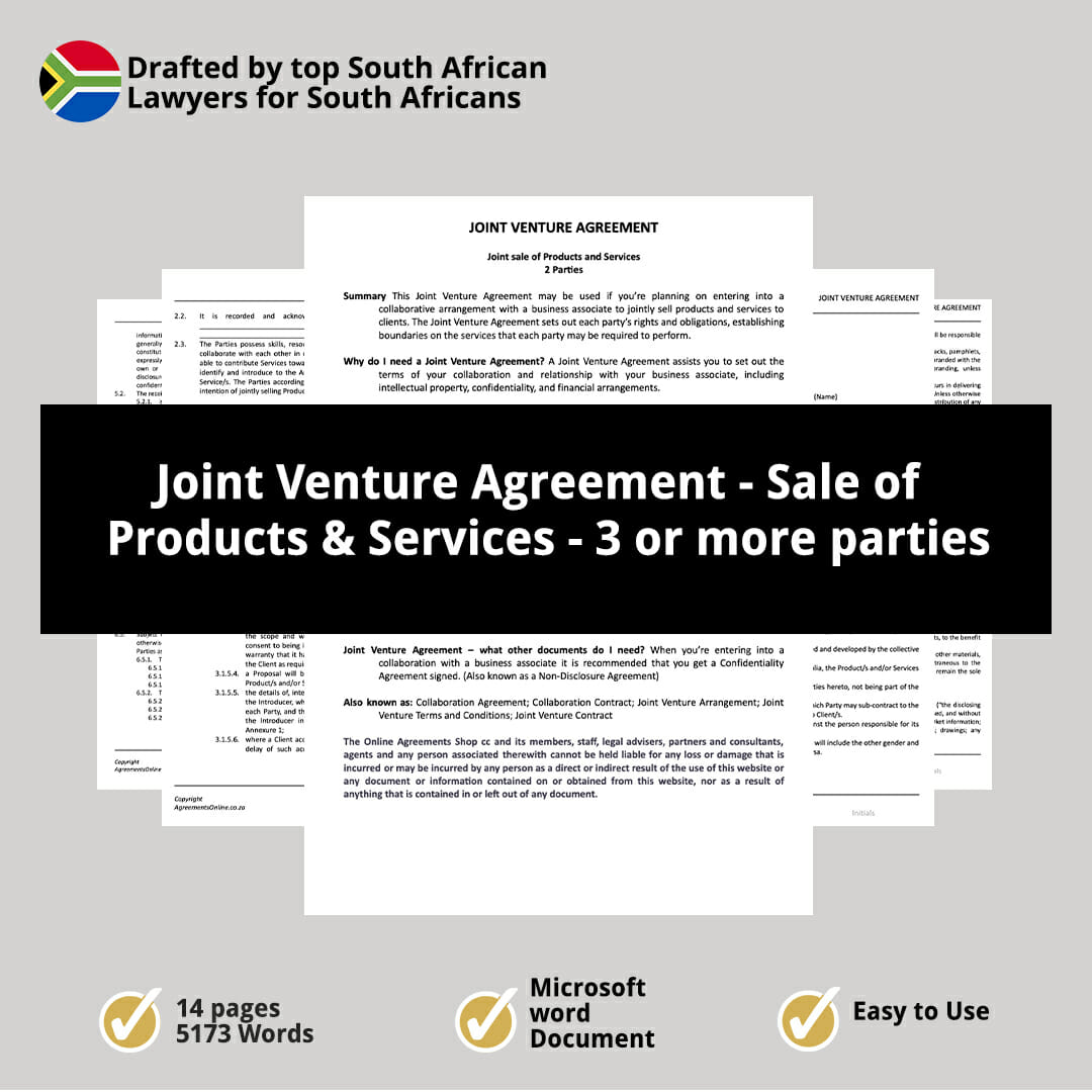 Joint Venture Agreement Sale of Products Services 3 or more parties