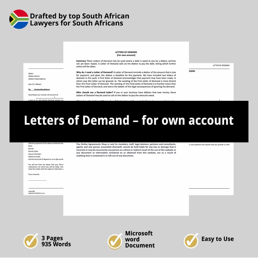 Letters of Demand – for own account 1