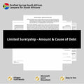 Limited Surety Template - By Amount and Cause of Debt - South Africa
