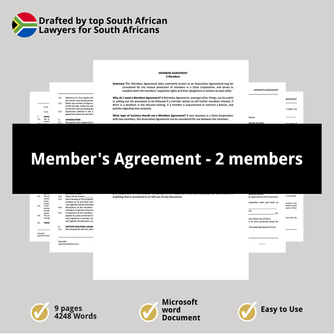 Members Agreement 2 members 1