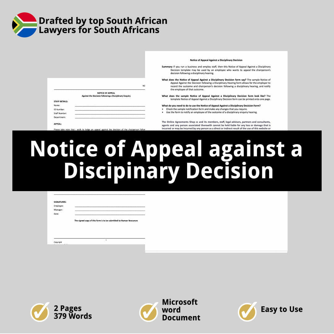 Notice of Appeal against a Discipinary Decision 1