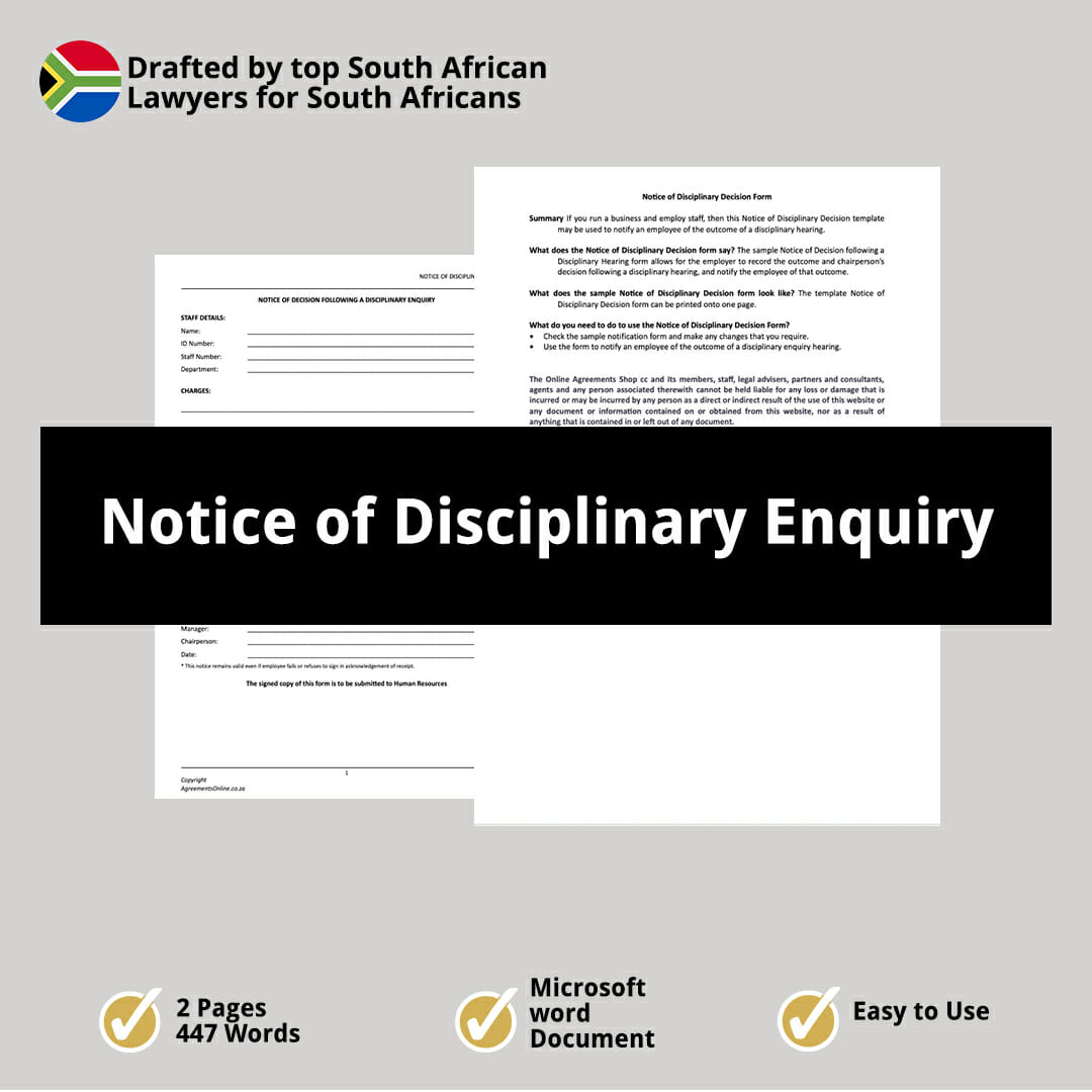 Notice of Disciplinary Enquiry 1