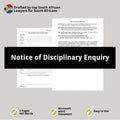 Notice of Disciplinary Enquiry Template - South Africa