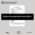 Notice of Incorporation - Form COR 14.1 (Template) - South Africa