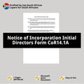 Notice of Incorporation Initial Directors Form CoR 14.1A