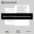 Notice of Disciplinary Decision Template - South Africa