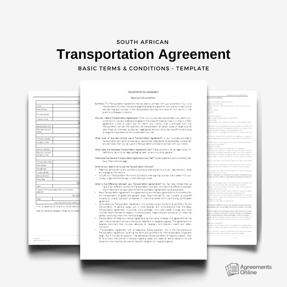 legal contract templates agreements online south africa