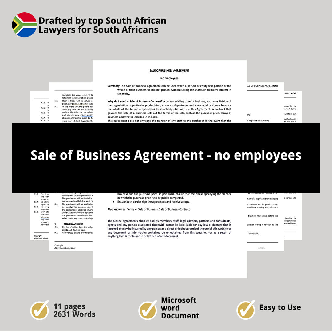 Sale of Business Agreement no employees 1