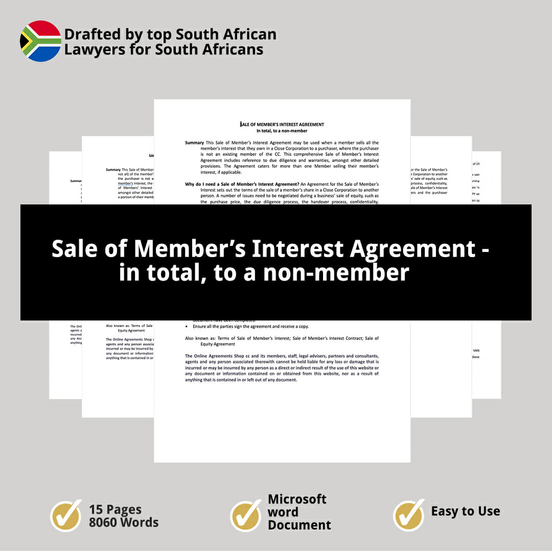 Sale of Members Interest Agreement in total to a non member 1