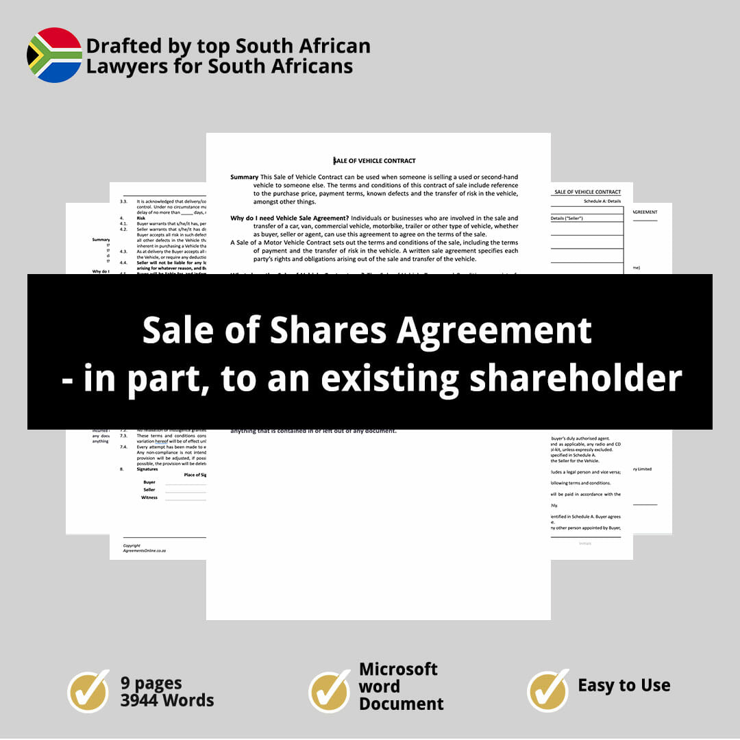 Sale of Shares Agreement in part to an existing shareholder 2
