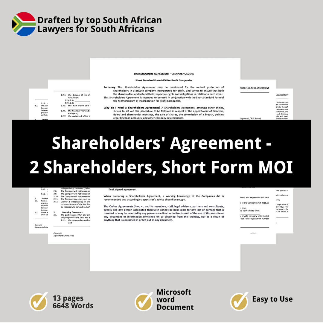Shareholders Agreement 2 Shareholders Short Form MOI 1