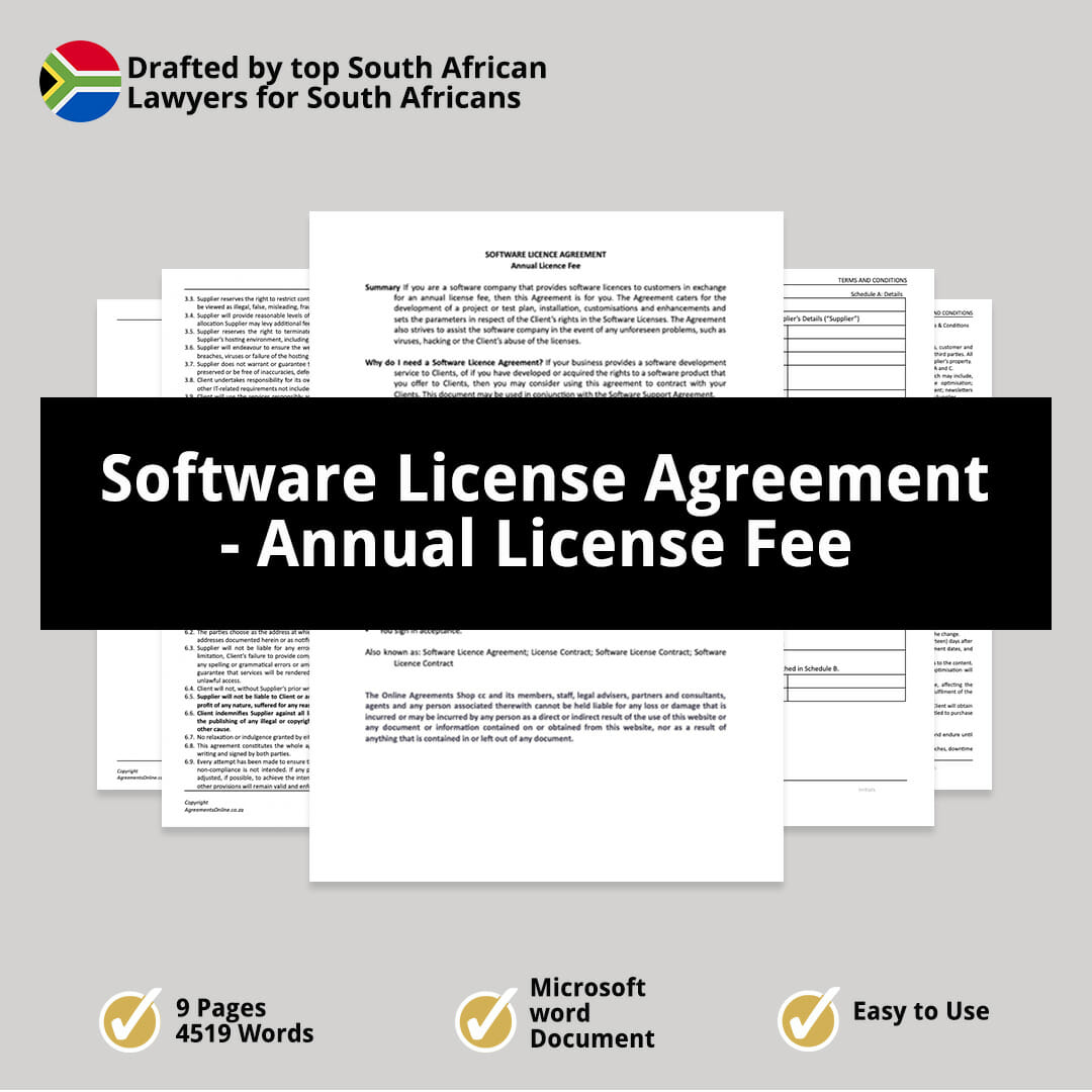Software License Agreement annual license fee 1