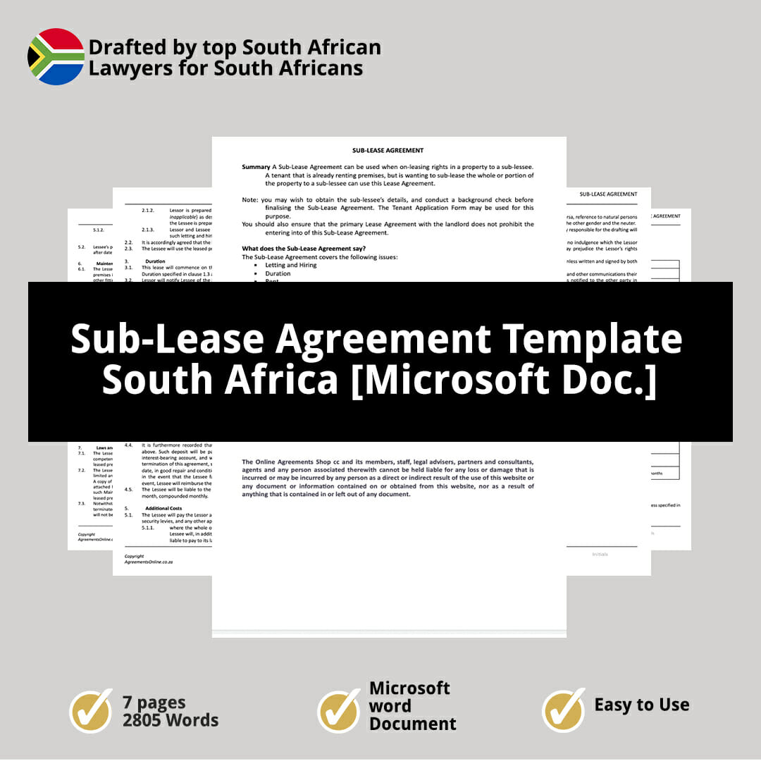 Sub Lease Agreement Template South Africa Microsoft Doc 1