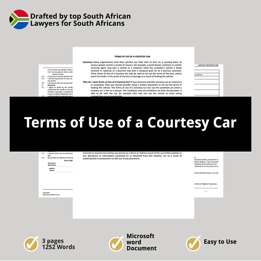 Terms of Use of a Courtesy Car