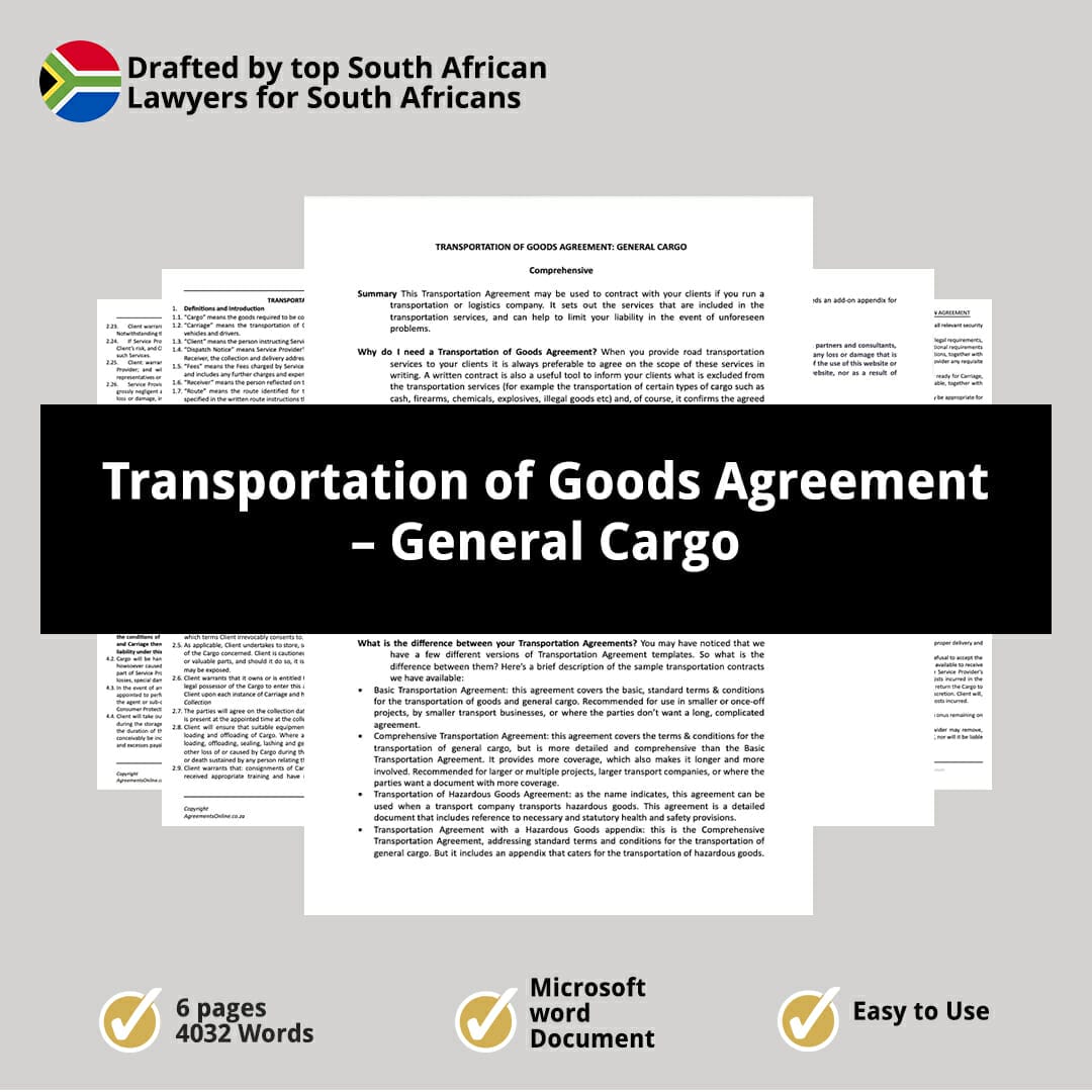Transportation of Goods Agreement – General Cargo 1