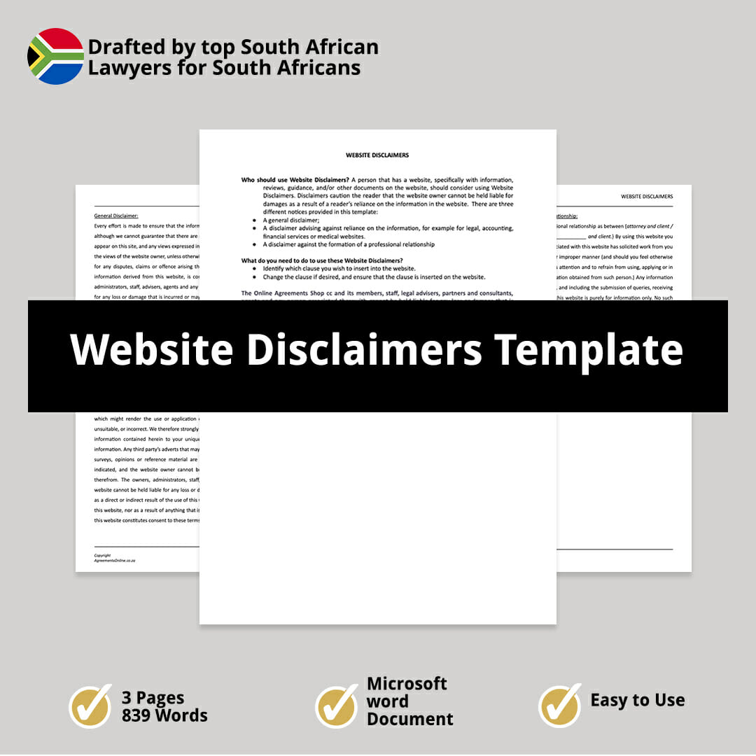 Website Disclaimers Template 1