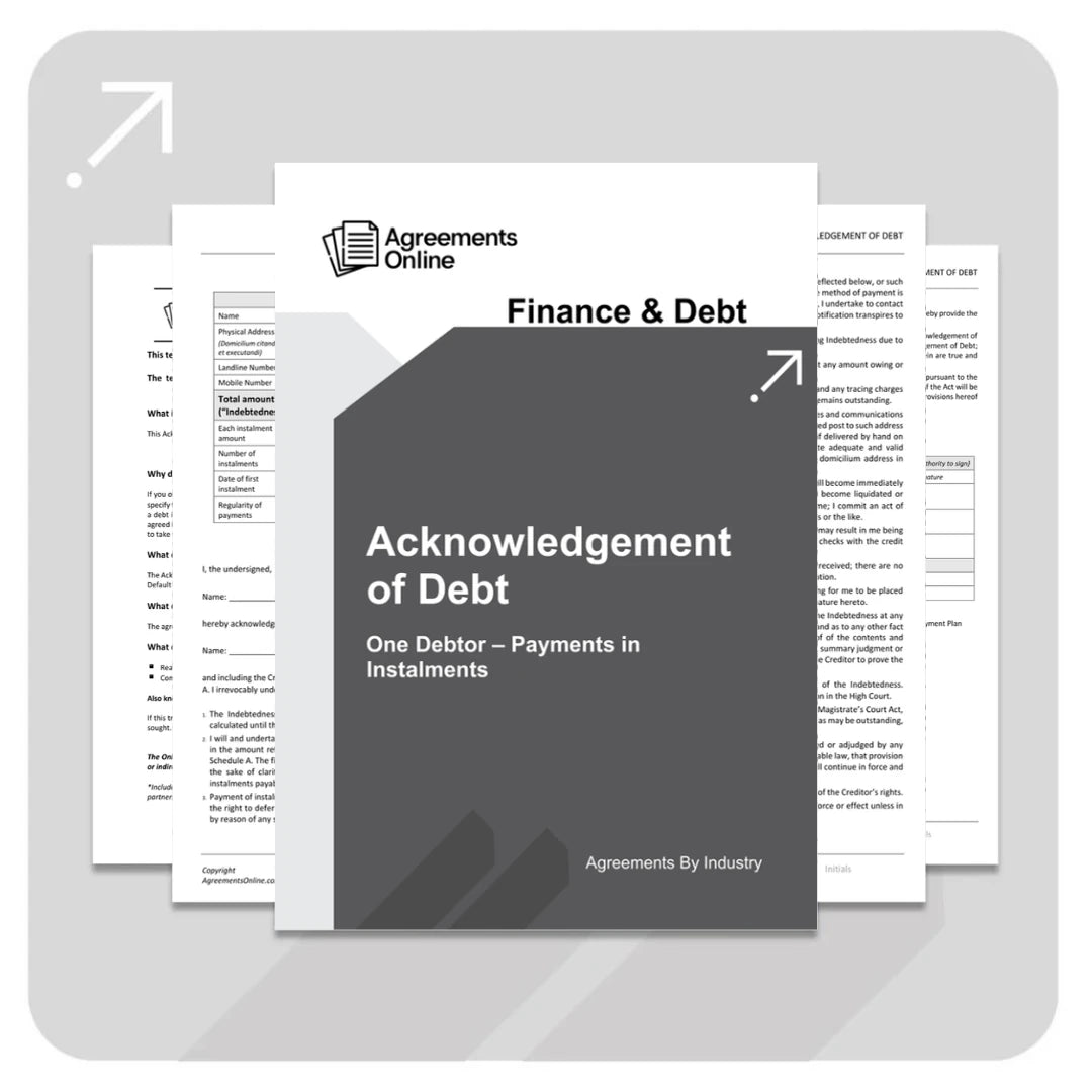 Acknowledgement of Debt Template - One Debtor - South Africa