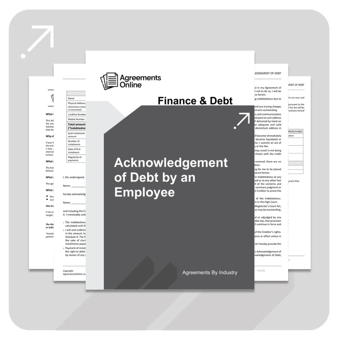 Acknowledgement of Debt Template - One Debtor, Single Installment payment - South Africa