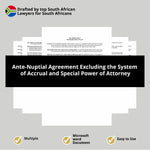 ante nuptial agreement excluding the system of accrual and special power of attorney